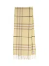 Burberry Rectangular Cashmere Scarf With Iconic Logo Intarsia In Yellow