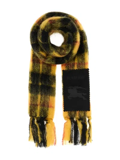 Burberry Check Scarf In Yellow