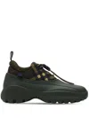 Burberry Checkered Pattern Chunky Sole Sneakers In Green
