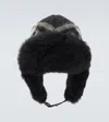 Burberry Check Shearling-trimmed Wool Hat In Black