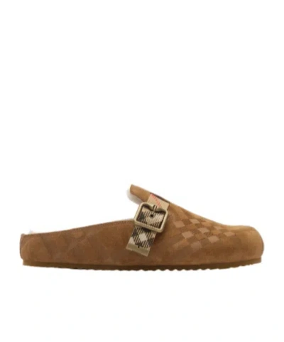 BURBERRY BURBERRY CHECK SHEARLING URCHIN CLOGS