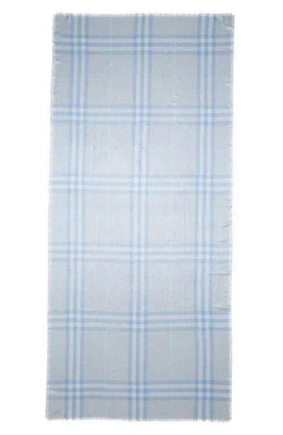 Burberry Check Shimmer Wool Scarf In Blue