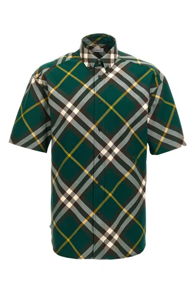 Burberry Check Wool Short Sleeve Shirt In Multicolor