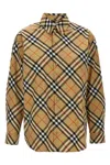 Burberry Women Beige Shirt With Classic Collar And All-over Check Motif In Cotton Woman