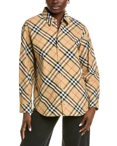Burberry Check Shirt In Brown