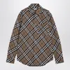 Burberry Check Cotton Shirt With Chest Pocket In Beige