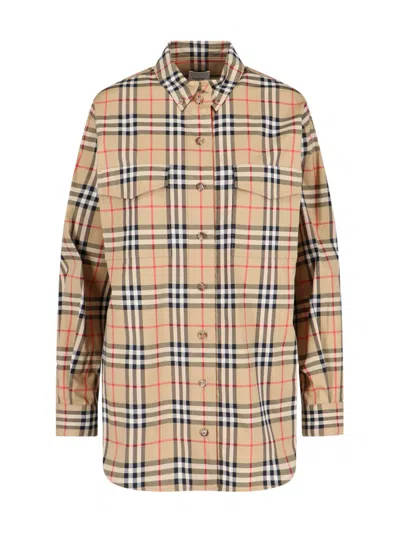 Burberry 'check' Shirt In Beige