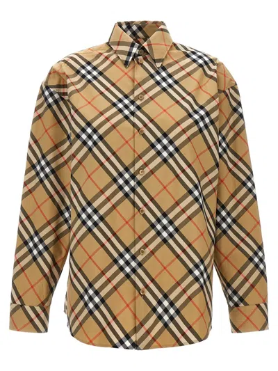 Burberry Check Shirt In Beige