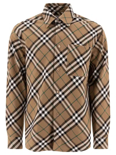Burberry Embroidered Oxford Shirt Collar Button-down In Lindenipcheck