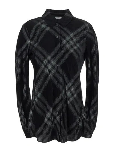 Burberry Check Shirt In Black