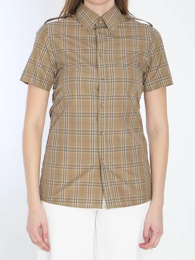 Burberry Women Embroidered Poplin Shirt In Brown
