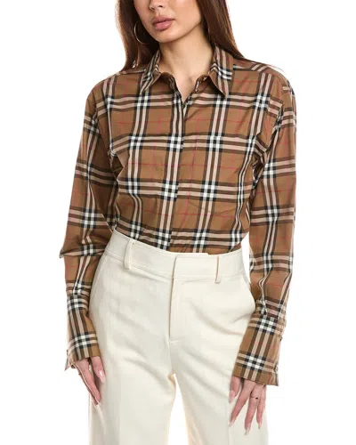Burberry Check Shirt In Brown