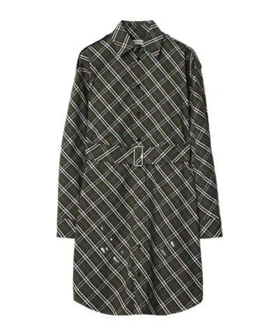 Burberry Check Shirt Dress In Black