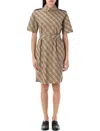 Burberry Classic Check Cotton Dress With Belted Waist In Sand Ip Check