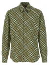 Burberry Embroidered Poplin Shirt With Button Cuffs In Green