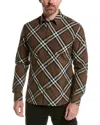 Burberry Long Sleeve Button-down Shirt With Plaid Design In Green