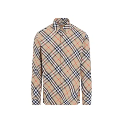 Burberry Check Shirt Men In Multicolor