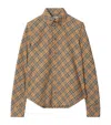 Burberry Cropped Check Cotton Shirt In Neutrals