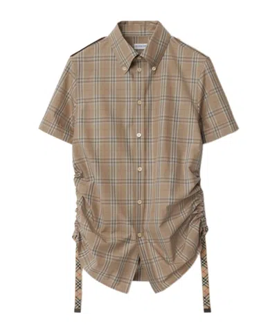 BURBERRY BURBERRY CHECKED DRAWSTRING HEM SHIRT