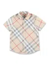 Burberry Boy's Owen Check-print Button Down Shirt In Pale Stone Ip Check