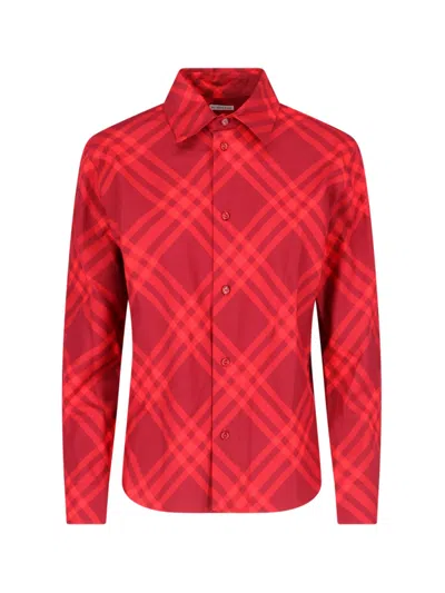 Burberry Check-pattern Cotton Shirt In Red