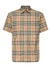 Burberry Cotton Shirt With Checked Pattern And Pockets In Brown