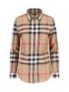Burberry Check Pattern Collared Neck Cuffed Long Sleeves In Brown