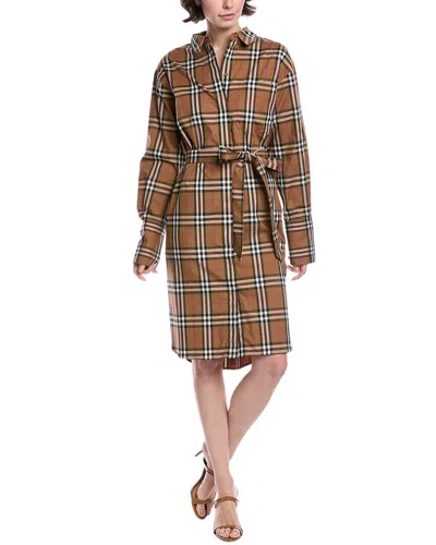 Burberry Check Shirtdress In Brown