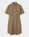 Burberry Classic Check Cotton Dress With Belted Waist In Sand Ip Check
