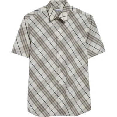 Burberry Check Short Sleeve Cotton Poplin Button-up Shirt In Cotton Ip Check