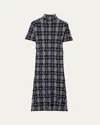 Burberry Check Turtleneck Wool Blend Dress