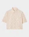 Burberry Check Short-sleeve Crop Button-down Shirt In Neutral