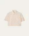 Burberry Check Short-sleeve Crop Button-down Shirt In Pink