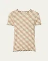 Burberry Check Pattern Crewneck T-shirt In Teacup Ip Check