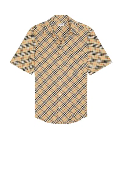 Burberry Check Short Sleeve Oxford Shirt In Multi