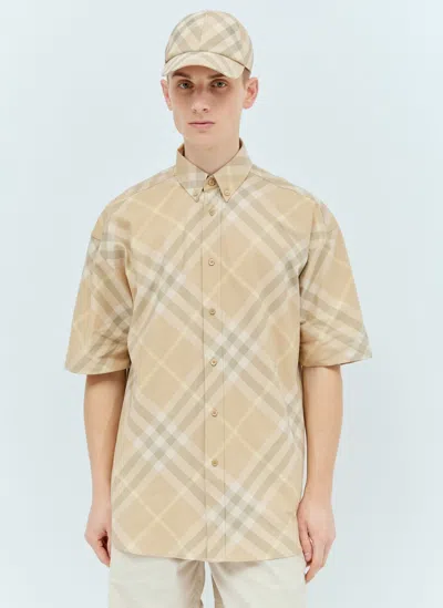 Burberry Check Short-sleeve Shirt In Beige