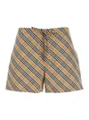 Burberry Check Bermuda And Short Multicolor In Beige