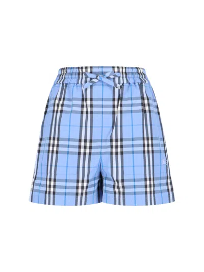 Burberry 'check' Shorts In Blue