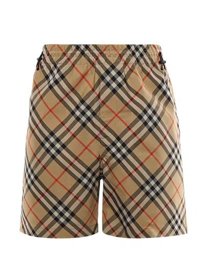 Burberry Check Shorts In Brown