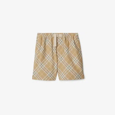 Burberry Check Print Shorts In Neutrals
