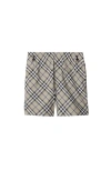 Burberry Beige Check Shorts In Lichen