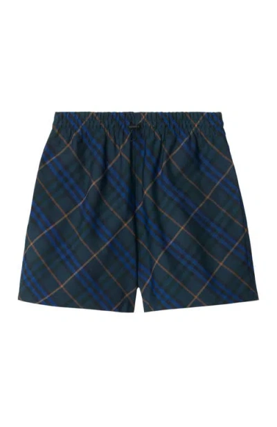 Burberry Check Shorts In Midnight