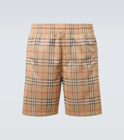 Burberry Check Shorts In Sand