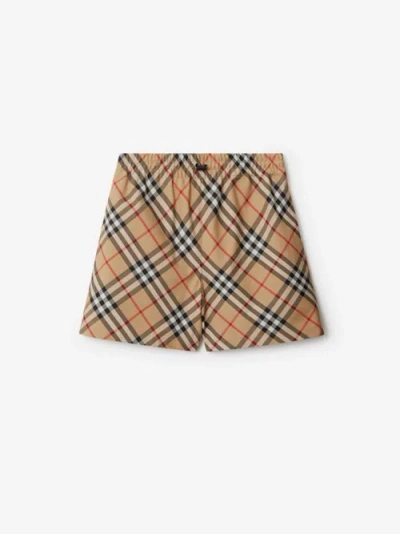 Burberry Check Shorts In Neutral