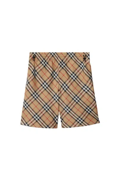Burberry Men Check Print Bermuda Swimsuit In Brown