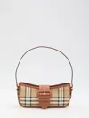 Burberry Canvas Sling Shoulder Bag With Checkered Pattern In Brown