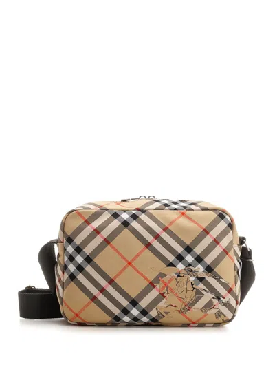 Burberry Shoulder Bag With Check Pattern Men In Cream