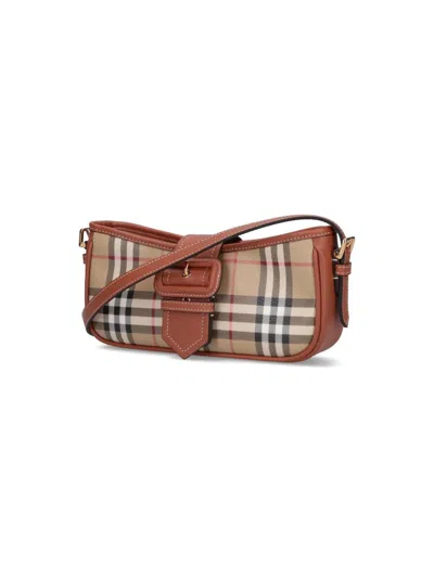 Burberry Check Shoulder Bag In Briarbrown