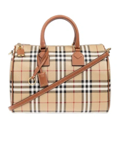 BURBERRY BURBERRY CHECKED ZIPPED BOWLING TOTE BAG