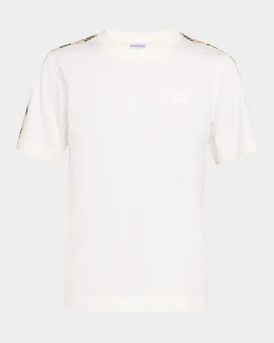 BURBERRY CHECK SHOULDER-STRIPE EKD SHORT-SLEEVE T-SHIRT